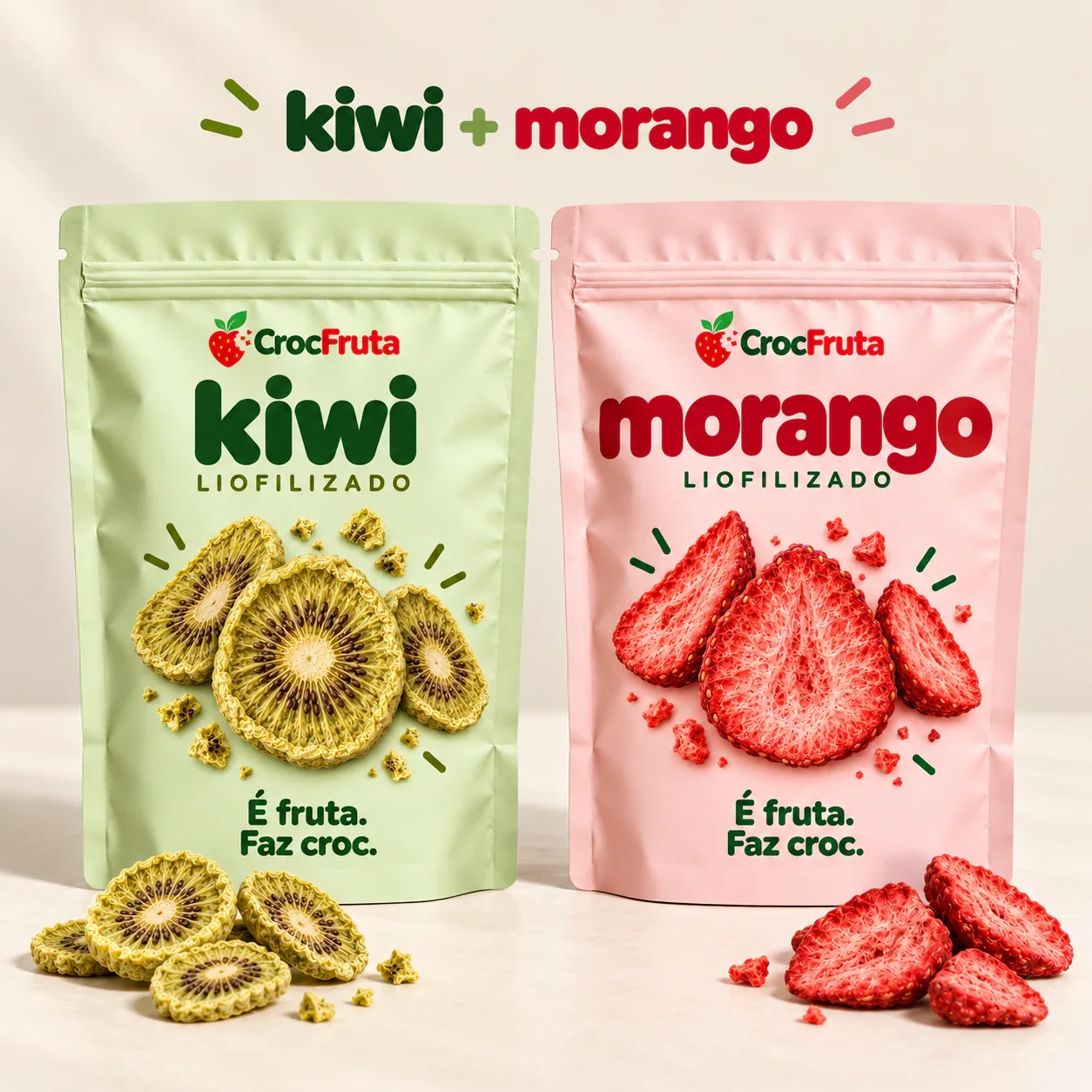 Kiwi e Morango Liofilizados