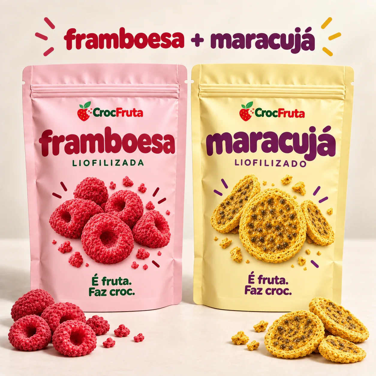 Framboesa e Maracujá Liofilizados