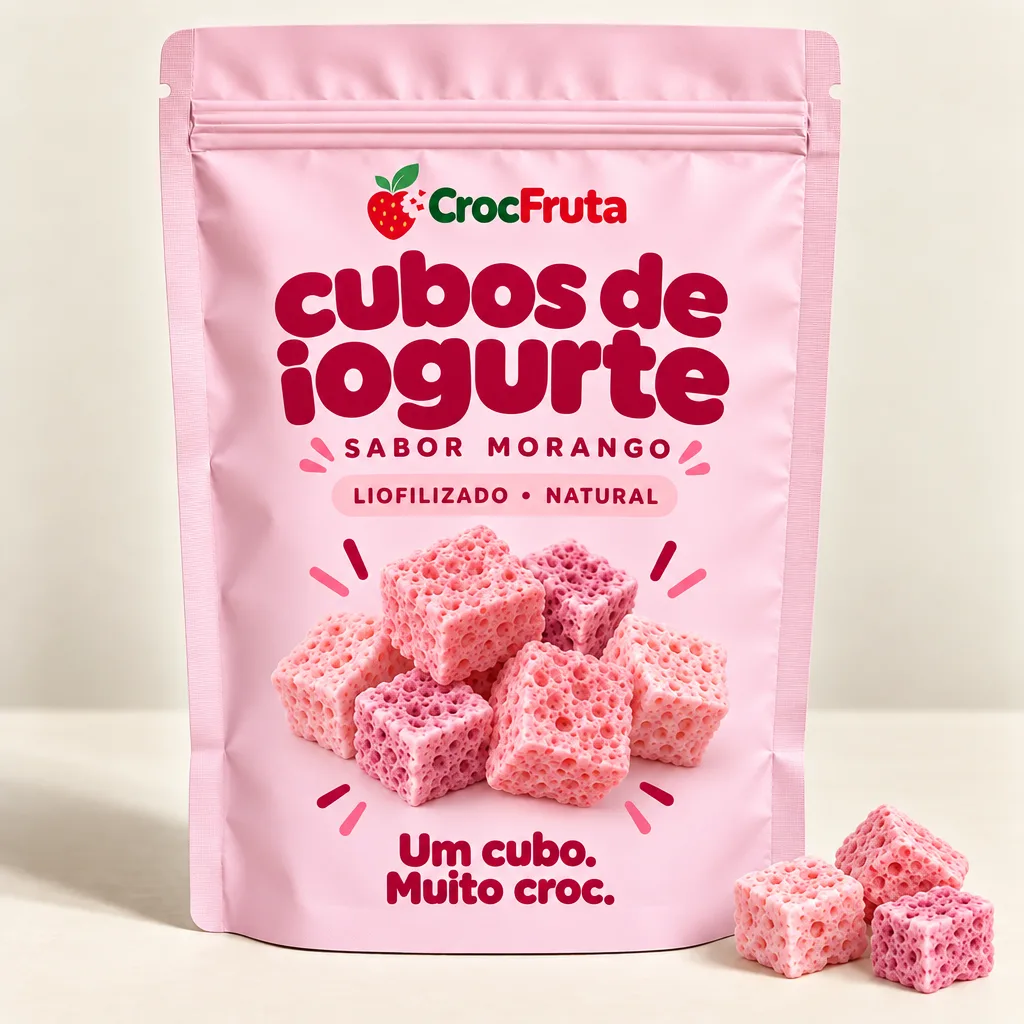 Cubos de Iogurte Liofilizados de Morango